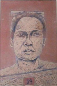 Leonard Aguinaldo, Subjects, Portrait of Lowland Filipinos 37, Uncolored carved rubber, 2016, 22x14.5 cm