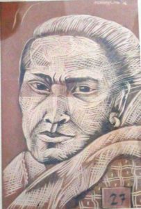 Leonard Aguinaldo, Subjects, Portrait of Lowland Filipinos 27, Uncolored carved rubber, 2016, 22x14.5 cm