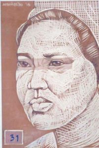 Leonard Aguinaldo, Subjects, Portrait of Lowland Filipinos 31, Uncolored carved rubber, 2016, 22x14.5 cm